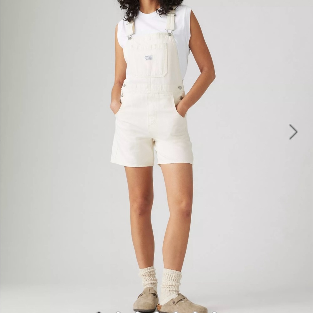Levi’s Cream Short Overalls
